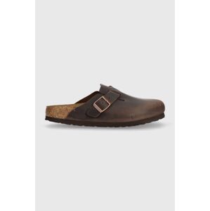 Nubukové papuče Birkenstock Boston SFB hnedá farba, 159713