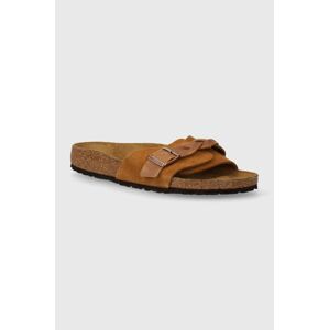 Semišové šľapky Birkenstock Oita Braided dámske, hnedá farba, 1026742