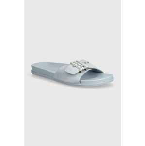 Semišové šľapky Tommy Hilfiger TH HARDWARE SUEDE FLAT SANDAL dámske, FW0FW07935