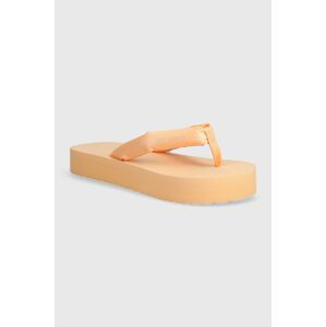 Žabky Calvin Klein Jeans BEACH SANDAL FLATFORM PADDED NY dámske, oranžová farba, na plochom podpätku, YW0YW01400