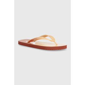 Žabky Calvin Klein Jeans BEACH SANDAL GRADIENT dámske, oranžová farba, na plochom podpätku, YW0YW01401