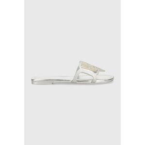 Šľapky Chiara Ferragni Penelope Flat dámske, strieborná farba, CF3361_004