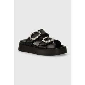 Šľapky Chiara Ferragni Sandal Infinity Love dámske, čierna farba, na platforme, CF3365_001