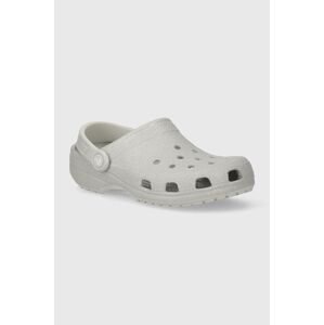 Šľapky Crocs Classic Glitter Clog dámske, strieborná farba, 205942