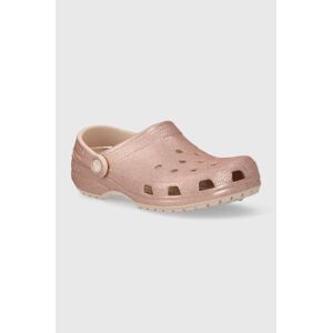 Šľapky Crocs Classic Glitter Clog dámske, ružová farba, 205942