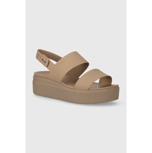 Šľapky Crocs Brooklyn Low Wedge dámske, fialová farba, na platforme, 206453