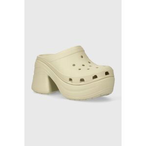 Šľapky Crocs Siren Clog dámske, béžová farba, na platforme, 208547