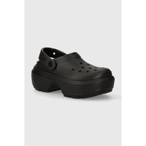 Šľapky Crocs Stomp Slide dámske, čierna farba, na platforme, 209347.001