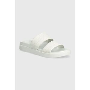 Šľapky Calvin Klein FLAT SLIDE EPI MONO dámske, biela farba, HW0HW01957