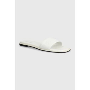 Šľapky Calvin Klein FLAT SLIDE HE dámske, biela farba, HW0HW01989