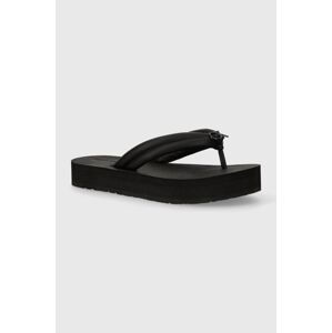 Žabky Calvin Klein FLATFORM FLIP FLOP RELOCK dámske, čierna farba, na platforme, HW0HW02063