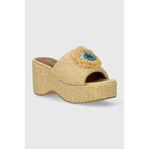 Šľapky Kurt Geiger London Kensington Eye Wedge Mule dámske, zlatá farba, na kline, 2027549999