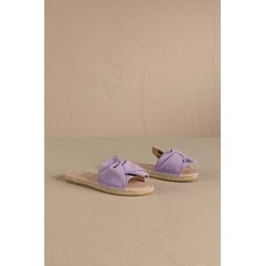 Semišové šľapky Manebi Hamptons Sandals With Knot dámske, fialová farba, W 1.3 JK