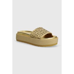 Šľapky Steve Madden Kora dámske, zlatá farba, na platforme, SM11003018