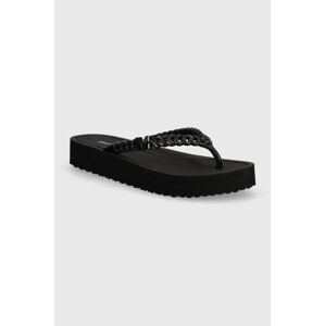 Žabky MICHAEL Michael Kors Zaza Flip Flop dámske, čierna farba, na platforme, 40S4ZAFA1B