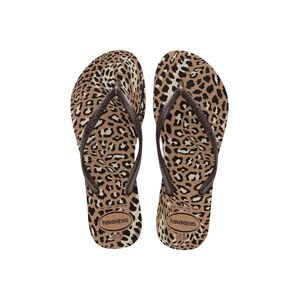 Žabky Havaianas SLIM ANIMALS dámske, hnedá farba, na plochom podpätku, 4103352.6841