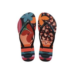 Žabky Havaianas SLIM PATCHWORK dámske, čierna farba, na plochom podpätku, 4148944.9446