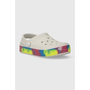 Detské šľapky Crocs OFF COURT GLITTER BAND CLOG šedá farba