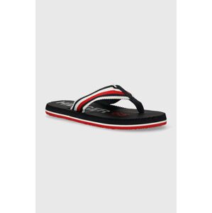 Žabky Tommy Hilfiger MASSAGE FOOTBED OLY BEACH SANDAL pánske, tmavomodrá farba, FM0FM05025