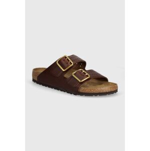 Kožené šľapky Birkenstock Arizona Bold Gap pánske, hnedá farba, 1022605