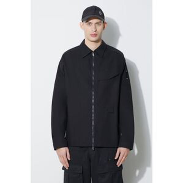 Bavlnená bunda A-COLD-WALL* Zip Overshirt čierna farba, prechodná, oversize, ACWMSH138A
