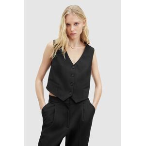 Vesta AllSaints NELLIE WAISTCOAT čierna farba, jednoradová, WT512Z