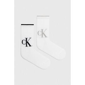Ponožky Calvin Klein Jeans 2-pak dámske, biela farba