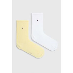 Ponožky Tommy Hilfiger 2-pak dámske, žltá farba, 371221098