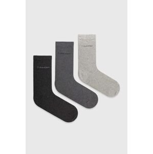 Ponožky Calvin Klein 3-pak dámske, šedá farba, 701226676