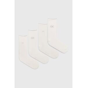 Ponožky Calvin Klein 4-pak dámske, biela farba, 701229671