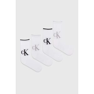 Ponožky Calvin Klein Jeans 4-pak dámske, biela farba, 701229676