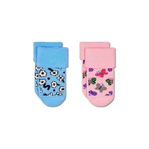Detské ponožky Happy Socks Kids Butterfly Baby Terry Socks 2-pak ružová farba
