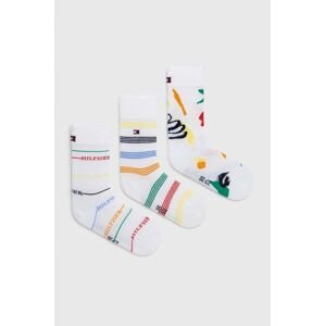 Detské ponožky Tommy Hilfiger 3-pak biela farba