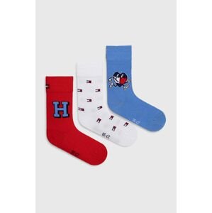 Detské ponožky Tommy Hilfiger 3-pak červená farba