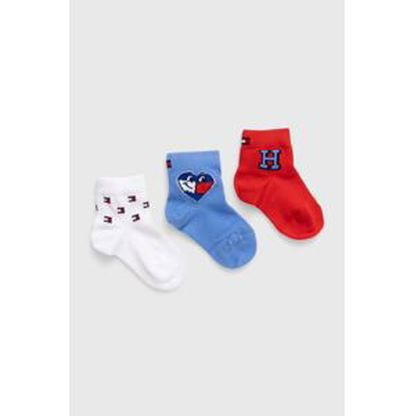 Ponožky pre bábätká Tommy Hilfiger 3-pak červená farba