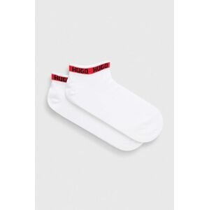 Ponožky HUGO 2-pak pánske, biela farba
