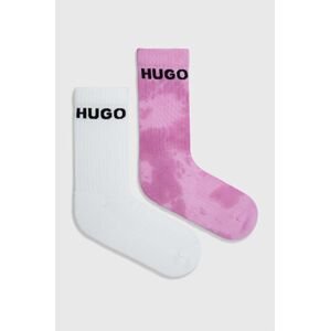 Ponožky HUGO 2-pak pánske, ružová farba