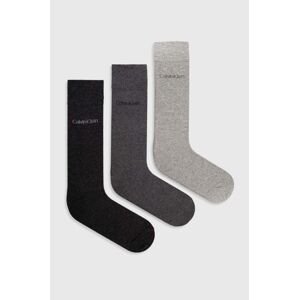 Ponožky Calvin Klein 3-pak pánske, šedá farba, 701226674