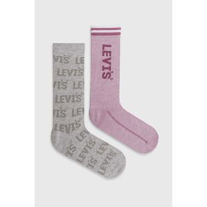 Ponožky Levi's 2-pak ružová farba