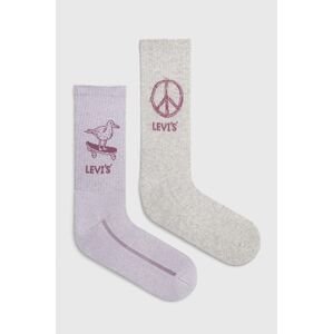 Ponožky Levi's 2-pak fialová farba