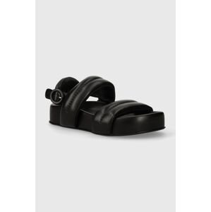 Kožené sandále AGL JANE dámske, čierna farba, na platforme, D685004PGSOFTY0000