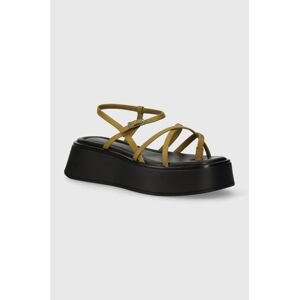 Kožené sandále Vagabond Shoemakers COURTNEY dámske, zelená farba, na platforme, 5334-701-33