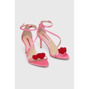 Sandále Custommade Amy Satin Heart ružová farba, 000401098