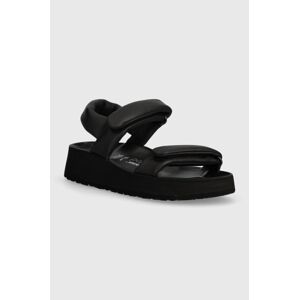 Kožené sandále Birkenstock Theda dámske, čierna farba, na platforme, 1026877