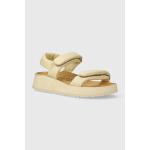 Kožené sandále Birkenstock BIRKENSTOCK X PAPILLIO Theda dámske, béžová farba, na platforme, 1026942