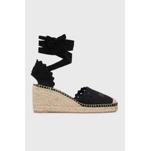 Espadrilky Karl Lagerfeld KAMINI MID dámske, čierna farba, na kline, KL32206