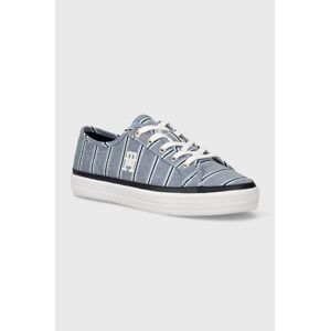 Tenisky Tommy Hilfiger VULC CANVAS SNEAKER SHIRTING dámske, FW0FW07672