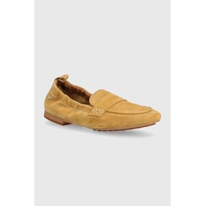 Semišové mokasíny Tommy Hilfiger TH SUEDE MOCCASIN dámske, béžová farba, na plochom podpätku, FW0FW07714