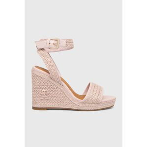 Sandále Tommy Hilfiger TH ROPE HIGH WEDGE SANDAL ružová farba, FW0FW07926