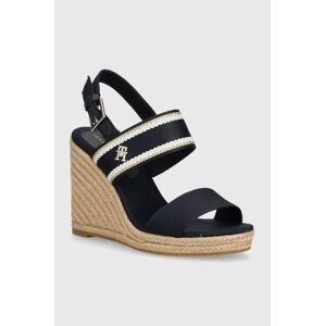 Sandále Tommy Hilfiger WEBBING HIGH WEDGE SANDAL tmavomodrá farba, FW0FW08045